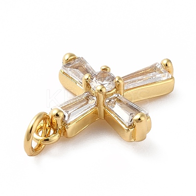 Rack Plating Brass Micro Pave Cubic Zirconia Pendants KK-E281-15G-1
