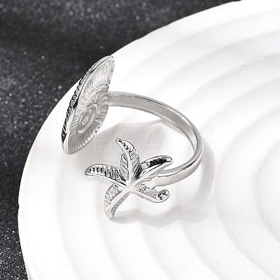 304 Stainless Steel Open Cuff Rings for Women RJEW-K313-16P-1