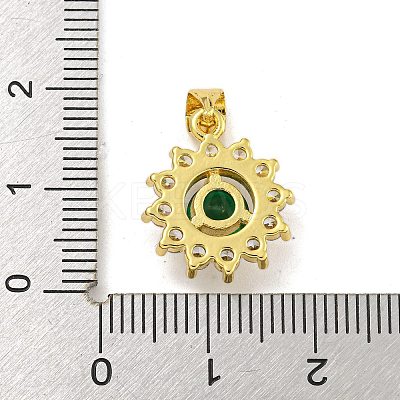 Flower Rack Plating Brass Micro Pave Cubic Zirconia Pendants KK-G513-92G-04-1