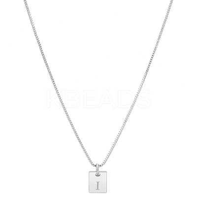 1Pc Stainless Steel Letter Rectangle Pendant Necklaces NJEW-LP0001-34I-P-1