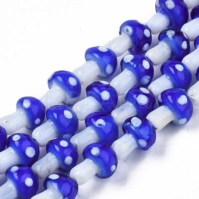 Mushroom Handmade Lampwork Beads Strands LAMP-R116-12A-1