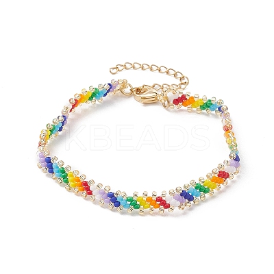 Glass Seed Braided Beaded Bracelet BJEW-MZ00058-1