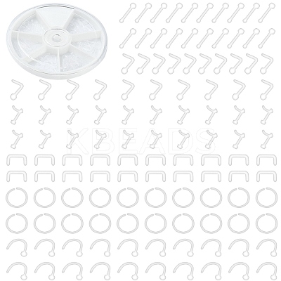 120Pcs 6 Style Acrylic L-Shaped Nose Ring AJEW-YW0001-11B-1