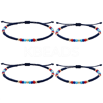 4Pcs 4 Style Glass Seed Braided Bead Bracelets and Anklets Set SJEW-SW00003-02-1