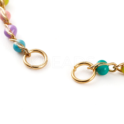 304 Stainless Steel Enamel Curb Chains Bracelet Makings AJEW-JB00888-01-1