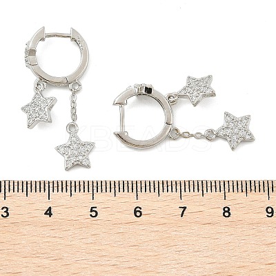 Brass Micro Pave Clear Cubic Zirconia Huggie Hoop Earrings EJEW-K083-43P-1
