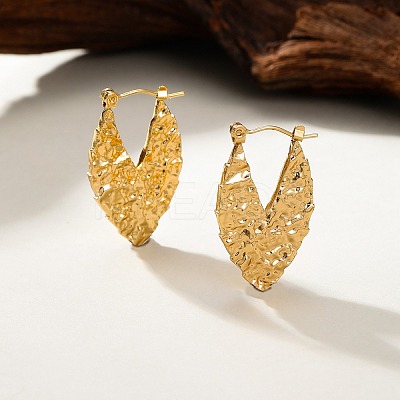 304 Stainless Steel Textured Leaf Hoop Earrings for Women LS-DP2797-1-1