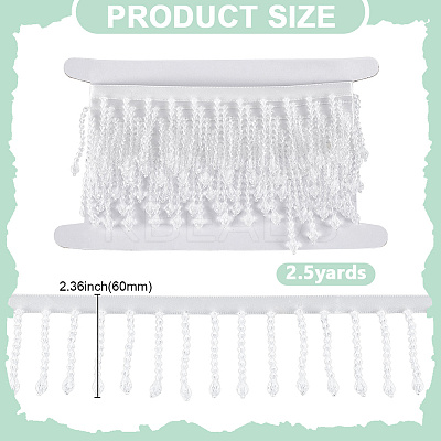 2.5 Yards Acrylic Beads Fringe Tassel Lace Trim Ribbon OCOR-HY0002-36-1