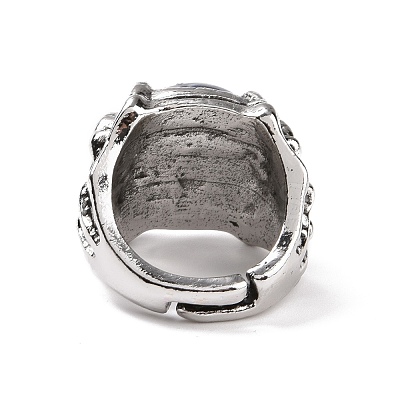 Evil Eye Glass Wide Band Rings for Men RJEW-E017-01AS-01-1