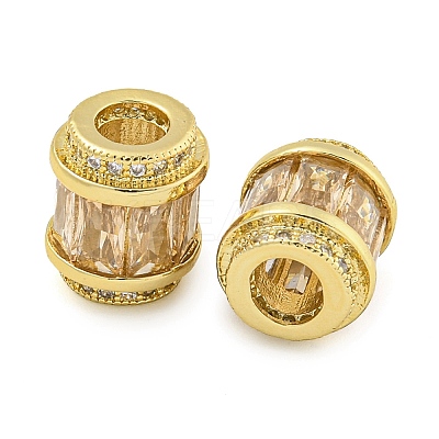Rack Plating Brass Micro Pave Cubic Zirconia European Beads KK-F089-31G-07-1