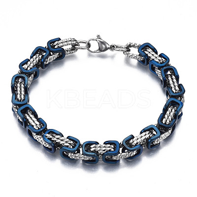 Ion Plating(IP) Two Tone 201 Stainless Steel Byzantine Chain Bracelets BJEW-S057-94A-1
