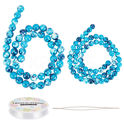 114Pcs Synthetic Ocean White Jade Beads DIY Stretch Bracelets Making Kits DIY-FH0003-89-1