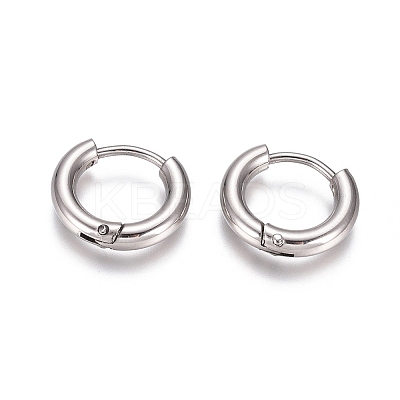 Tarnish Resistant 304 Stainless Steel Huggie Hoop Earrings LS-EJEW-G272-01-8mm-P-1
