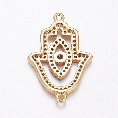 Brass Micro Pave Cubic Zirconia Links ZIRC-F082-01G-RS-1
