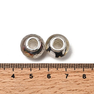 Printed Transparent Resin European Beads RESI-C063-03B-1