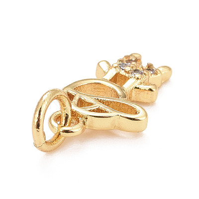 Eco-Friendly Brass Micro Pave Cubic Zirconia Pendants KK-M225-03G-1