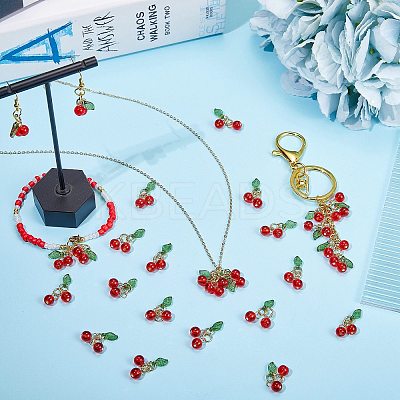 40Pcs Glass & Acrylic Beaded Charms FIND-SZ0003-73-1