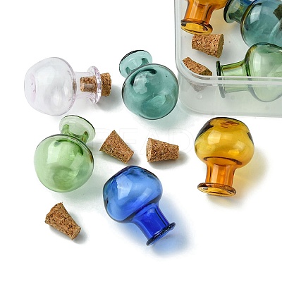 10Pcs 5 Colors Round Glass Cork Bottles Ornament GLAA-FS0001-73-1