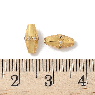 Matte Gold Color 925 Sterling Silver Pave Cubic Zirconia Beads STER-R014-02G-1
