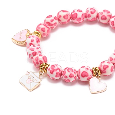 Resin Round Beaded Stretch Bracelet BJEW-JB08676-1