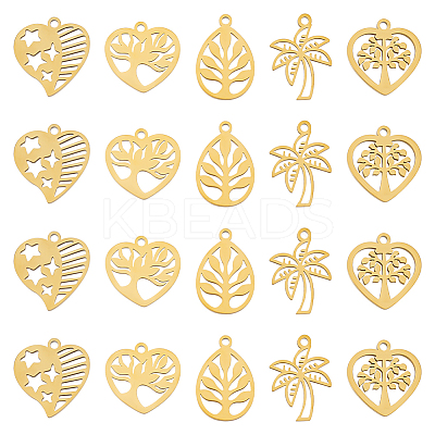20Pcs 5 Styles Ion Plating(IP) 316L Surgical Stainless Steel Pendants STAS-AN0001-03-1