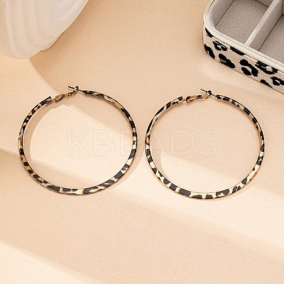 Ring with Leopard Print Alloy Hoop Earrings LS-EJEW-Z112-02P-1