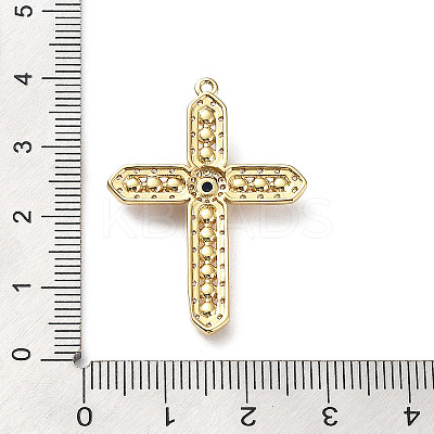Rack Plating Brass Micro Pave Cubic Zirconia and Plastic pearl Pendants KK-Q786-08G-1