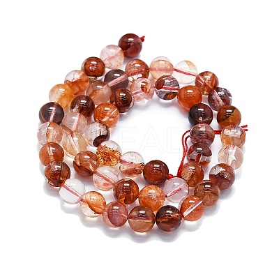 Natural Red Hematoid Quartz/Ferruginous Quartz Beads Strands G-K245-A01-04-1