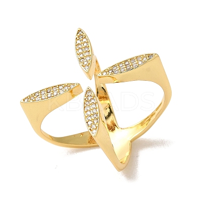 Brass Micro Pave Cubic Zirconia Rings RJEW-R141-01G-1