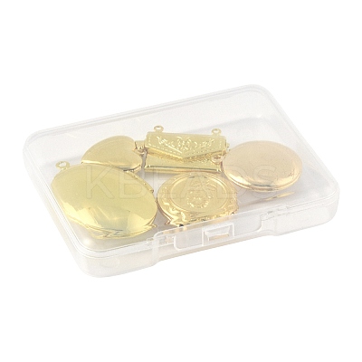 5Pcs 5 Styles Brass Locket Pendants KK-FS0001-90-1