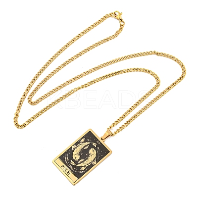 304 Stainless Steel Tarot Pendant Necklaces NJEW-A026-01G-12-1