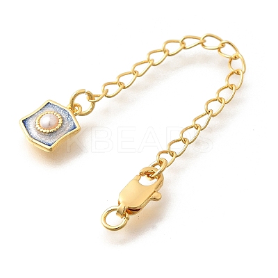 Brass ABS Imitation Pearl Ends with Chain KK-K398-10G-1