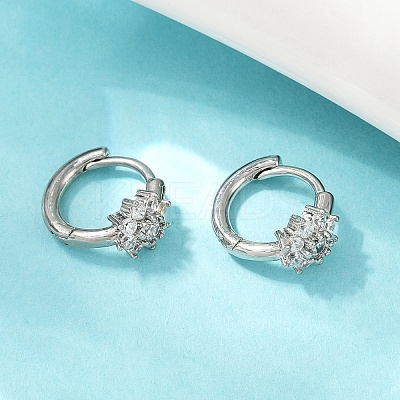 Brass Micro Pave Cubic Zirconia Hoop Earrings EJEW-S277-07P-A-1