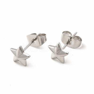 Non-Tarnish 304 Stainless Steel Star Stud Earrings for Women EJEW-C004-08P-1