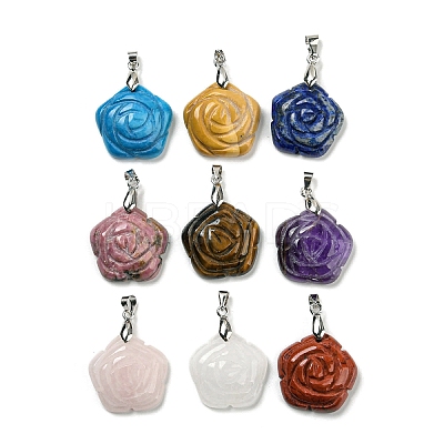 Natural Mixed Stone Carved Pendants G-I319-02P-A-1