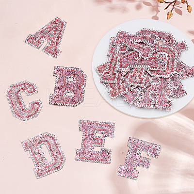 26Pcs Letter A~Z Glitter Powder with Paillette Sew on Cloth Patches PATC-MA0001-54A-1