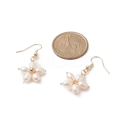 Natural Pearl Flower Dangle Earrings EJEW-JE05207-1