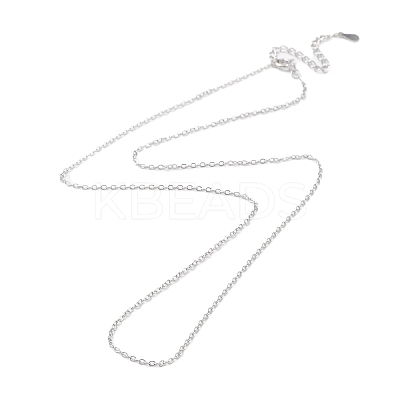 Anti-Tarnish Rhodium Plated 925 Sterling Silver Flat Cable Chain Necklace NJEW-A011-01C-P-1
