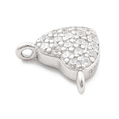 925 Sterling Silver Micro Pave Clear Cubic Zirconia Heart Charms STER-A034-01P-1