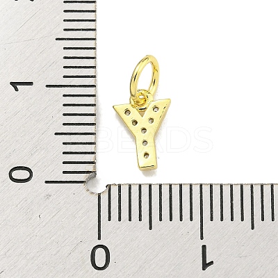Letter Brass Micro Pave Clear Cubic Zirconia Pendants KK-K354-06G-Y-1