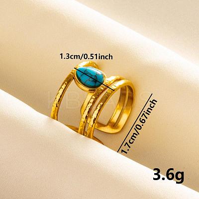 Teardrop Synthetic Turquoise Finger Rings QT3031-5-1