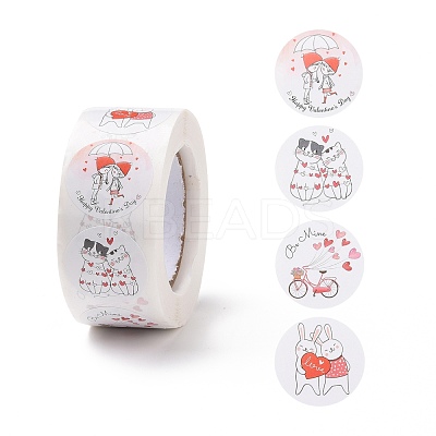Valentine's Day Round Paper Stickers DIY-I107-04-1