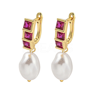 Rack Plating Brass Micro Pave Cubic Zirconia Hoop Earring EJEW-C102-02G-01-1