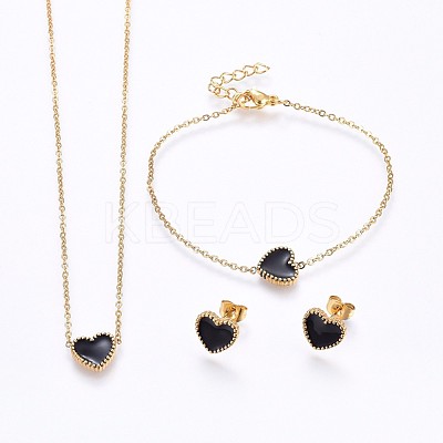 304 Stainless Steel Jewelry Sets SJEW-H129-22G-1