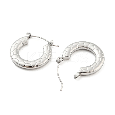 Non-Tarnish Texture Ring 304 Stainless Steel Hoop Earrings for Women LS-EJEW-C067-05P-1