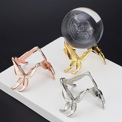 3Pcs 3 Colors Butterfly Crystal Ball Display Stand Alloy Metal Base ODIS-BC0001-11-1