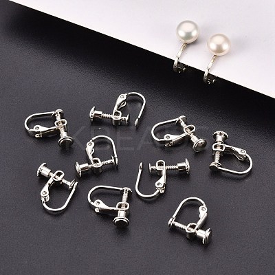 Brass Screw On Clip-on Earring Findings KK-L164-02P-1