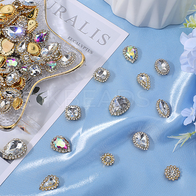 100Pcs 10 Style Flower/Horse Eye/Teardrop Sew on Rhinestone RGLA-GF0001-14A-1