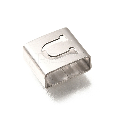 Letter Style 304 Stainless Steel Square Slide Charms STAS-L132-09U-1