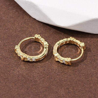 Ring with Letter X 925Sterling Silver Micro Pave Clear Cubic Zirconia Hoop Earrings for Women EJEW-K317-03G-1